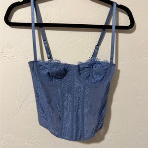 SHEIN Dusty Blue Lace Bustier Corset Top